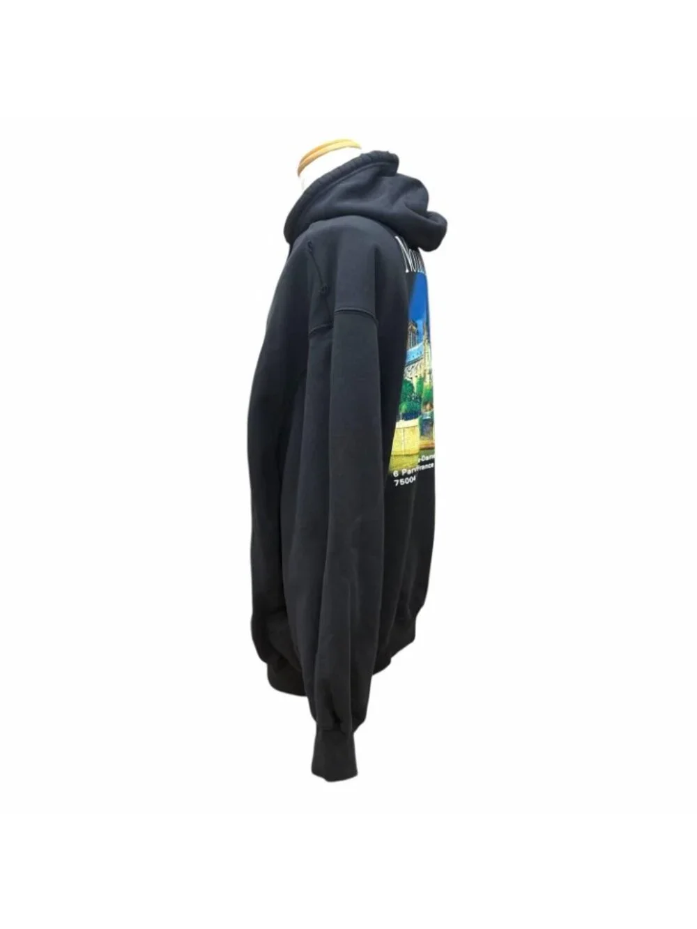 Balenciaga Sacre Coeur Cotton 100% Distressed Hooded Pullover Hoodie Black XS